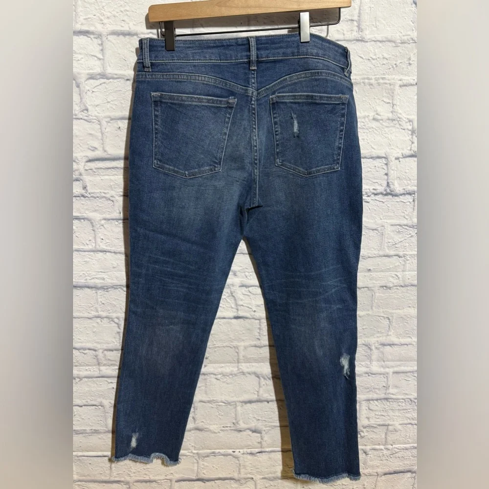 DL1961 Florence Instasculpt Cropped Distressed Mid Rise Jeans, Size 30 - Picture 4 of 13